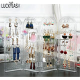 Folding Screen Plastic Earrings Studs Display Rack
