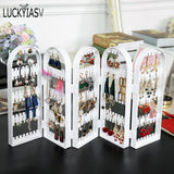 Folding Screen Plastic Earrings Studs Display Rack