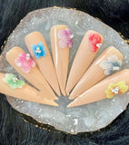 3D Acrylic Flower Nail Charms 24 Ornaments Box