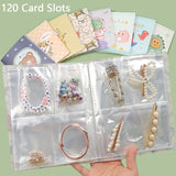 120 Card Slots Cartoon Jewelry Storage Books PVC Rings Earring Storage Bags