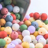 120 PCS 15mm Round Silicone Beads, Colorful DIY Crafts Beads for Jewelry Making