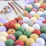 120 PCS 15mm Round Silicone Beads, Colorful DIY Crafts Beads for Jewelry Making