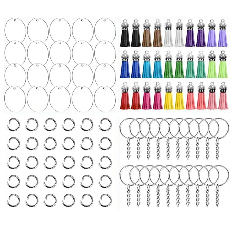120 Pcs Multicolor Tassel Keychain Set for DIY Crafts