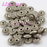 120 Pcs Tibetan Silver Round Disc Dotted Beads Spacer 8mmX8mmX3mm