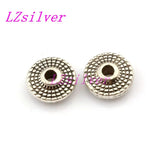 120 Pcs Tibetan Silver Round Disc Dotted Beads Spacer 8mmX8mmX3mm