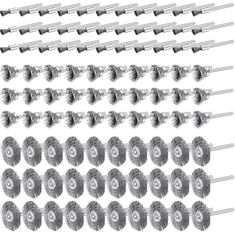 120 Pcs Stainless Steel Wire Brushes Set Kit for Rust Polish Clean Stripping