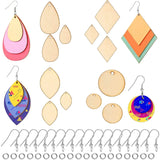 120Pc Wooden Pendants with Hooks and Rings for Jewelry Making