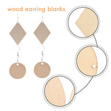 Wooden Pendants Earring Hooks Jump Rings Set for Jewelry DIY