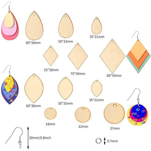 120 Wood Pendants with Hooks & Rings for DIY Jewelry Making