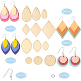120 Wood Pendants with Hooks & Rings for DIY Jewelry Making