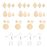 Wooden Pendants Earring Hooks Jump Rings Set for Jewelry DIY