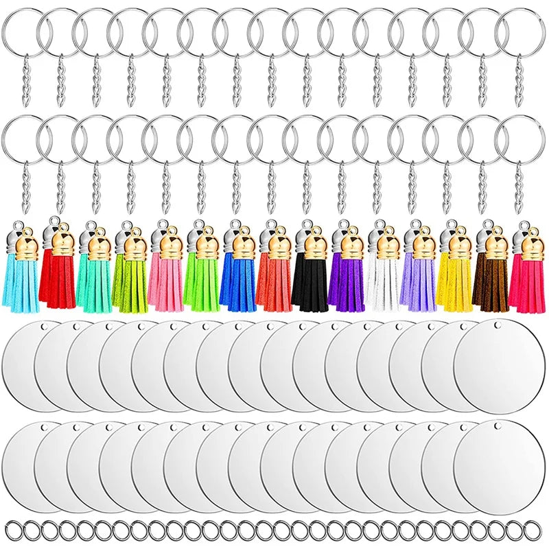120 Acrylic Keychain Blank Craft Tassel Keychain Kit