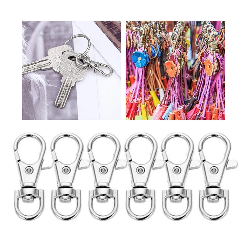 120 Swivel Clasps Key Rings Metal Snap Hooks Lobster Claw for Crafting