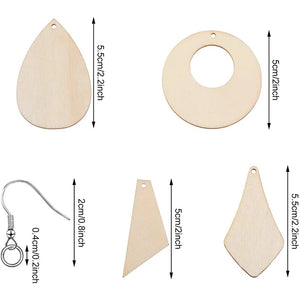 120 Wood Earring Blanks & Hooks for DIY Jewelry Craft