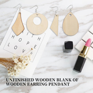 120 Wood Earring Pendant Blanks with Hooks for DIY Jewelry