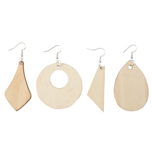 120 Wood Earring Pendant Blanks with Hooks for DIY Jewelry