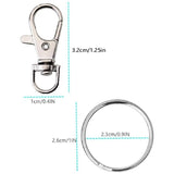120 Rotating Snap Hooks with Key Ring, Metal Lobster Claw Clasp