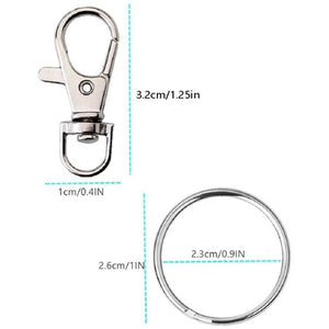 120 Rotating Snap Hooks with Key Ring - Metal Lobster Claw Clasp