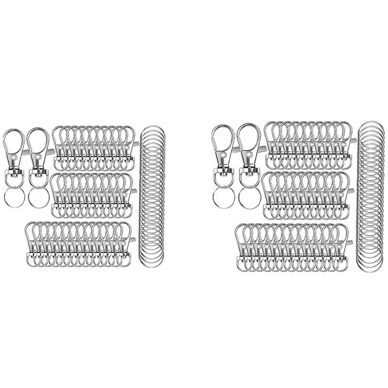 120 Rotating Snap Hooks with Key Ring, Metal Lobster Claw Clasp