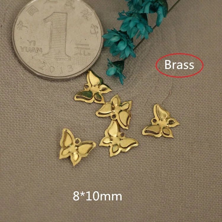 120 pcs Mini Brass Butterfly Charms 2 Layer 8*10mm Jewelry Supplies