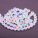 1200 Round Acrylic Letter Beads A-Z Heart Pattern & Crystal Thread for Jewelry