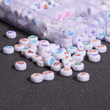 1200 Round Acrylic Letter Beads A-Z Heart Pattern & Crystal Thread for Jewelry