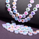 1200 Round Acrylic Letter Beads A-Z Heart Pattern & Crystal Thread for Jewelry