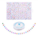 1200 Round Acrylic Letter Beads A-Z Heart Pattern & Crystal Thread for Jewelry