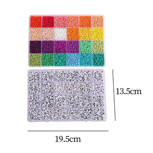 12000Pcs 3mm Seed Beads Letter Beads Charms Elastic String Jewelry Making