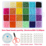 12000Pcs 3mm Glass Seed Beads Jewelry Making Beads Kit