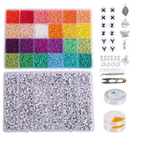 12000Pcs Glass Seed Beads & Letter Beads with Charms & Elastic String