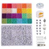12000Pcs Glass Seed Beads & Letter Beads with Charms & Elastic String