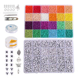 12000Pcs Glass Seed Beads & Letter Beads with Charms & Elastic String