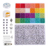 12000Pcs Glass Seed Beads & Letter Beads with Charms & Elastic String
