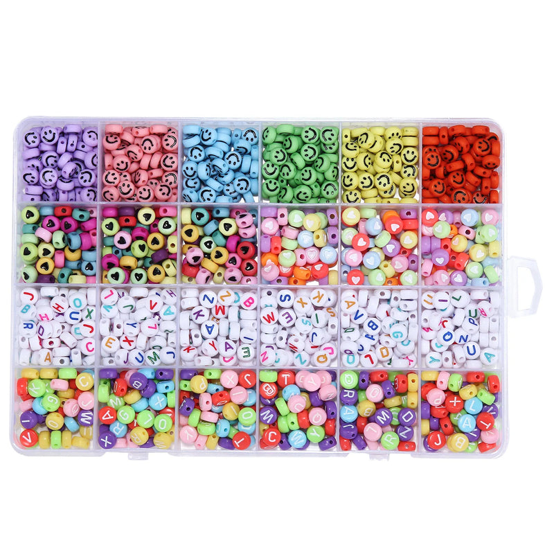 1200Pcs 24 Grids Acrylic Letter Bead Set DIY Bracelet Jewelry Education Material