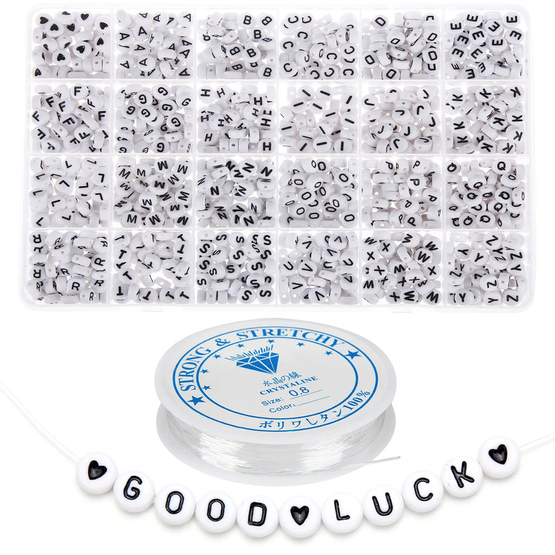 1200Pcs Acrylic Letter Bead Set DIY Bracelet Jewelry Children's Beading Material