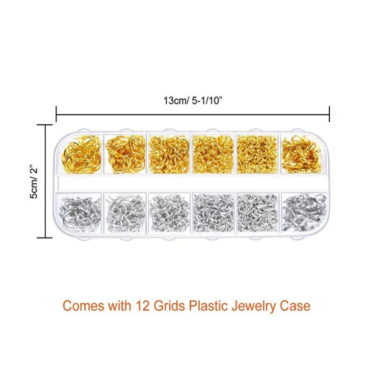 1200Pcs Alloy Jump Rings and Lobster Clasp Set DIY Jewelry Making Kit