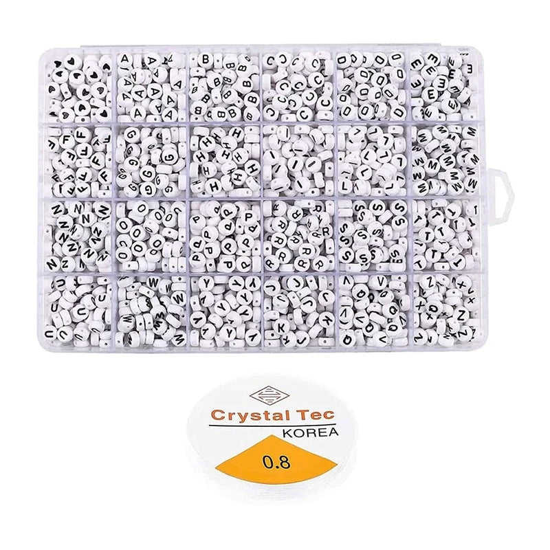 1200Pcs Alphabet Beads Round Letter Beads Kit with Box