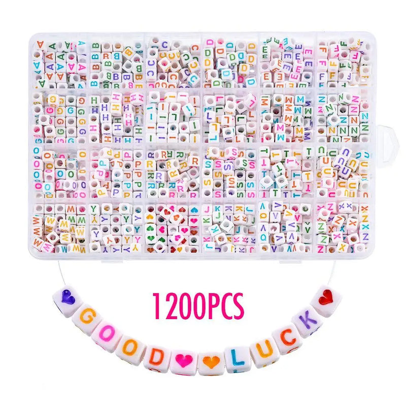 1200pcs 6mm Square Letter Acrylic Beads for Jewelry Making