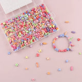 1200pcs Macaron Acrylic Beads Kit for Kids Bracelet Necklace DIY