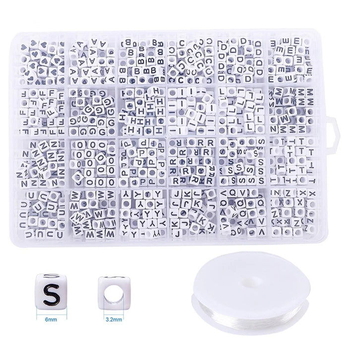 1200pcs Square Acrylic Letter Beads for DIY Jewelry Making Bracelet Necklace