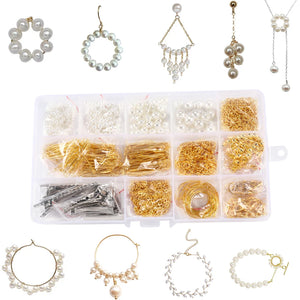 1200pcs Pearl Bead Jewelry Making Kit DIY Earrings Necklace Bracelet Hairpin