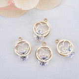 4PCS 12MM 24K Champagne Heart Charms Pendants DIY Jewelry
