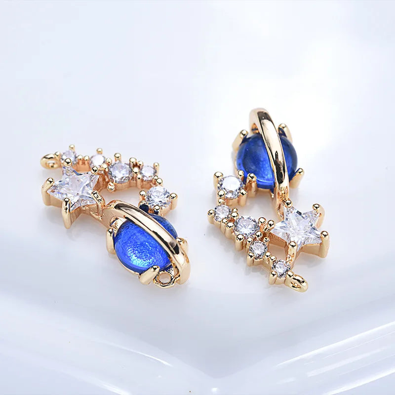 2PCS 19x10MM Brass Zircon Hollow Pendants DIY Jewelry Findings