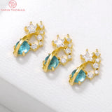 2PCS 19x10MM Brass Zircon Hollow Pendants DIY Jewelry Findings