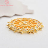 2PCS 20MM 24K Brass Zircon Rudder Pendants Charms DIY Jewelry Findings