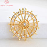 2PCS 20MM 24K Brass Zircon Rudder Pendants Charms DIY Jewelry Findings