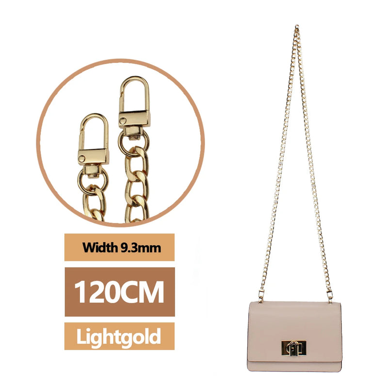 Polished Metal Chain for Bags 2.4NK Wide Shoulder Bag Strap Chains