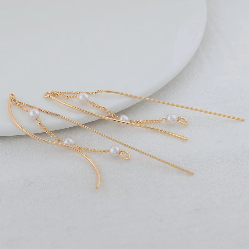 120MM 14K Plated Brass Chains Stud Earrings High DIY Jewelry Findings