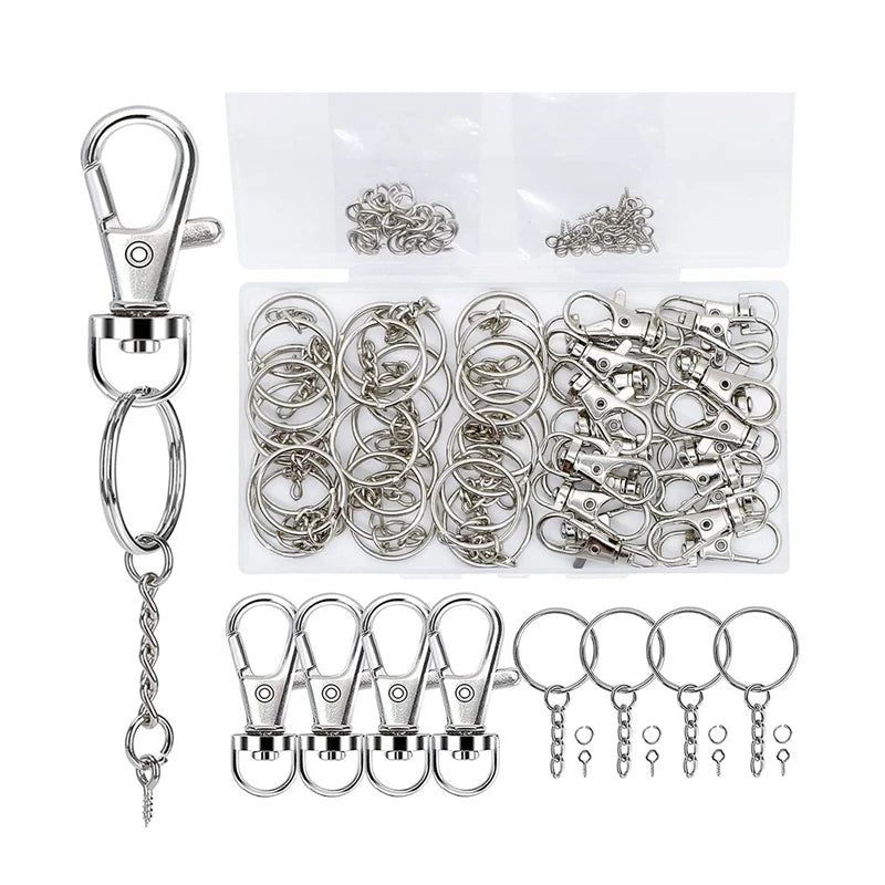 120PCS Swivel Snap Hook with Key Chain Rings Set for Keychain Lanyard